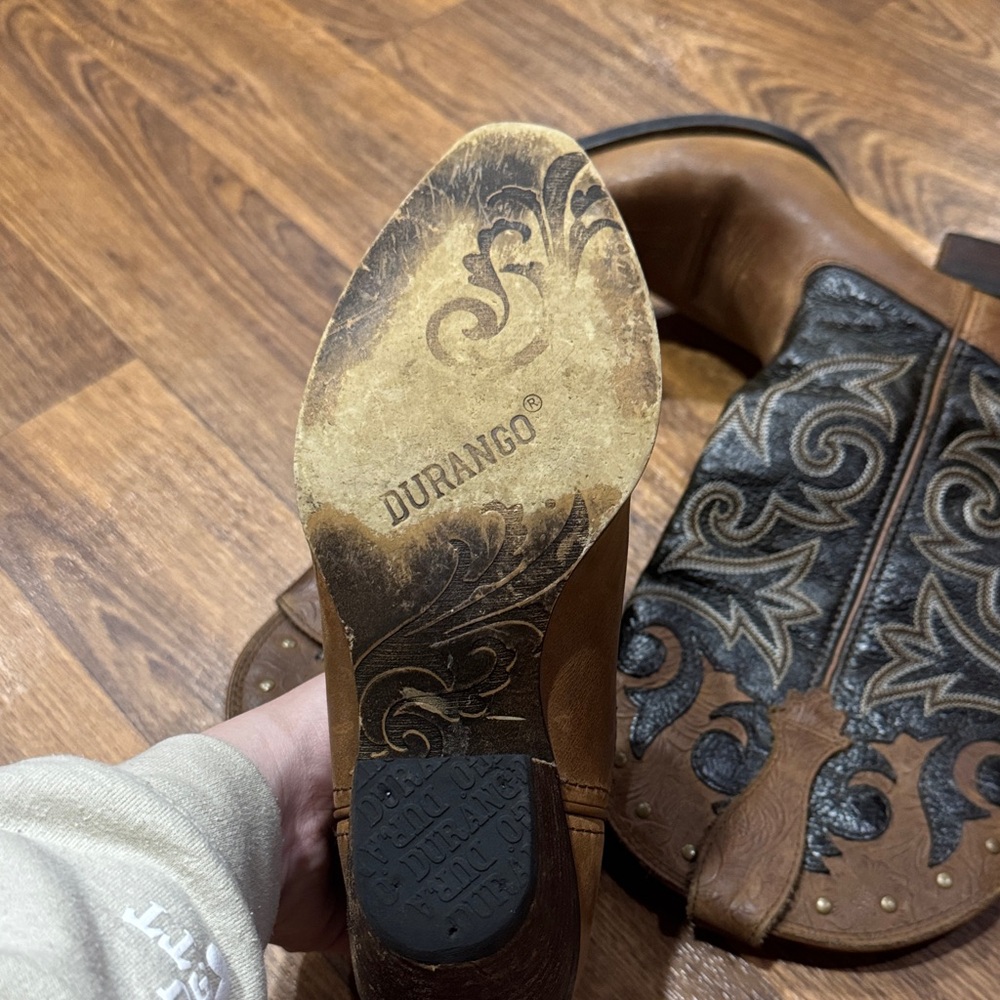 Durango Brown and Black Heeled Boots - Picture 3 of 4